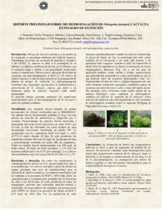 XI CONGRESO NACIONAL DE BIOTECNOLOGÍA Y BIOINGENIERÍA  REPORTE PRELIMINAR SOBRE MICROPROPAGACIÓN DE Obregonia denegrii, CACTÁCEA