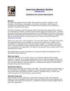 American Bamboo Society (bamboo.org) Guidelines for Grant Submission  General: