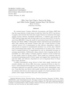 WORKING PAPER #583 PRINCETON UNIVERSITY INDUSTRIAL RELATIONS SECTION October 2014 Version: February 24, 2015