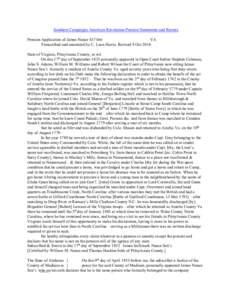 Southern Campaigns American Revolution Pension Statements and Rosters Pension Application of James Nance S17166 VA Transcribed and annotated by C. Leon Harris. Revised 8 Oct[removed]State of Virginia, Pittsylvania County, 