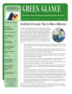 GREEN GLANCE  School District #47 SUSTAINABILITY and ECO-EDUCATION