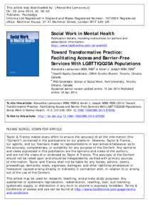 This article was downloaded by: [Alexandra Lamoureux] On: 03 June 2014, At: 06:43 Publisher: Routledge Informa Ltd Registered in England and Wales Registered Number: [removed]Registered office: Mortimer House, 37-41 Morti