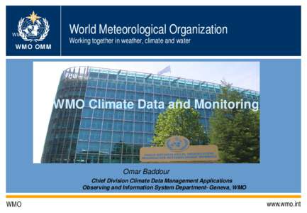 WMO Initiatives for Climate Adaptation