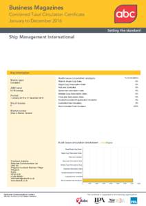 Business Magazines Combined Total Circulation Certificate January to December 2016 Setting the standard  Ship Management International