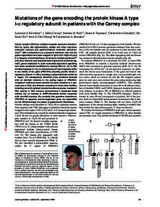 letter  © 2000 Nature America Inc. • http://genetics.nature.com Mutations of the gene encoding the protein kinase A type I-α regulatory subunit in patients with the Carney complex