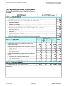 CA[removed]Cash Assistance Program for Immigrants Monthly Caseload Movement Statistical Report, Apr13
