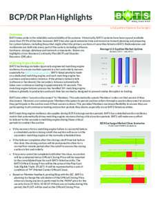 BCP/DR Plan Highlights U.S.Equities/Options Exchanges Overview BATS takes pride in the reliability and availability of its systems. Historically, BATS’ systems have been up and available more than 99.9% of the time; ho