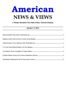 American NEWS & VIEWS A Weekly Newsletter from Public Affairs, American Embassy January 17, 2014