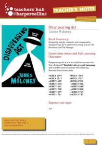 Disappearing Act James Moloney Book Summary  Intriguing, deeply romantic and suspenseful,