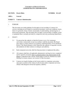 UNIVERSITY OF HOUSTON SYSTEM ADMINISTRATIVE MEMORANDUM SECTION:  Fiscal Affairs