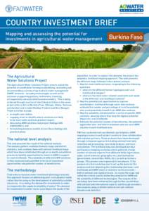 Improved livelihoods for smallholder farmers  COUNTRY INVESTMENT BRIEF Mapping and assessing the potential for investments in agricultural water management