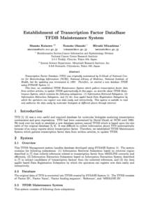 Establishment of Transcription Factor DataBase TFDB Maintenance System Masako Kaizawa 12