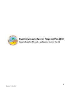 Invasive Mosquito Species Response Plan 2018 Coachella Valley Mosquito and Vector Control District 1 Revised