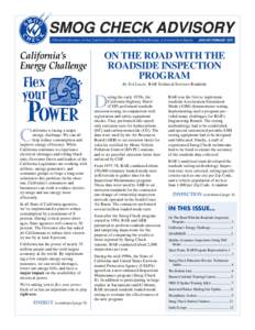 Official Publication of the California Dept. of Consumer Affairs/Bureau of Automotive Repair  California’s Energy Challenge  JANUARY/FEBRUARY 2001