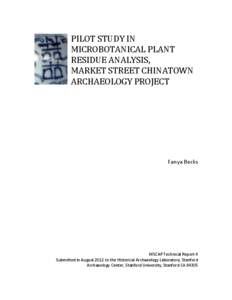 PILOT STUDY IN MICROBOTANICAL PLANT RESIDUE ANALYSIS, MARKET STREET CHINATOWN ARCHAEOLOGY PROJECT