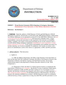 DoD Instruction[removed], July 22, 2009; Incorporating Change 1, August 1, 2011