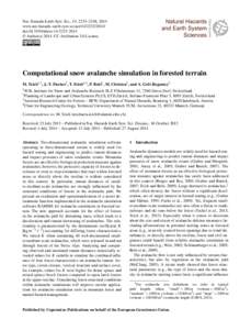 Nat. Hazards Earth Syst. Sci., 14, 2233–2248, 2014 www.nat-hazards-earth-syst-sci.net[removed]doi:[removed]nhess[removed] © Author(s[removed]CC Attribution 3.0 License.  Computational snow avalanche simulation