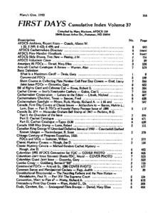 .  Match One 1993 FIRST DA YS cumulative Index Volume 37 Compiled by Mary Moriron. AFDCS 139