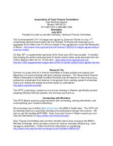 Association of Town Finance Committees One Winthrop Square Boston, MA7272 orNewsletter July 2014