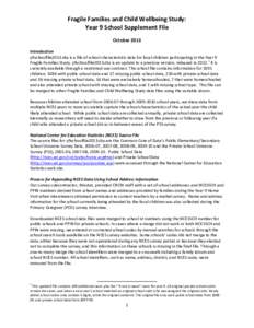 Fragile Families and Child Wellbeing Study: Year 9 School Supplement File October 2013 Introduction y9schoolfile2013.dta is a file of school characteristic data for focal children participating in the Year 9 Fragile Fami