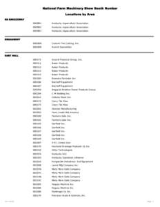 National Farm Machinery Show Booth Number Locations by Area BB BREEZEWAY 000BB1  Kentucky Aquaculture Association