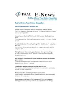 PAAC E-News, Special Conference edition • December • 2007