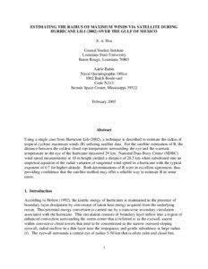 ESTIMATING THE RADIUS OF MAXIMUM WINDS VIA SATELLITE DURING HURRICANE LILI[removed]OVER THE GULF OF MEXICO S. A. Hsu