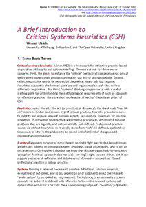 A brief introduction to Critical Systems Heuristics (CSH)