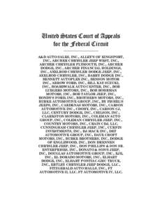 United States Court of Appeals for the Federal Circuit ______________________ A&D AUTO SALES, INC., ALLEY’S OF KINGSPORT, INC., ARCHER CHRYSLER JEEP WEST, INC.,