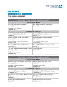 EPIC NATIONAL CHARTER SCHOOL CONSORTIUM EPIC AWARD WINNERS[removed]EPIC AWARD-WINNING CHARTER SCHOOLS GOLD-GAIN SCHOOLS MATCH Charter Public High School,