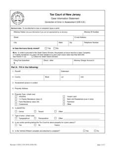 Case Information Statement - Correction of Error in Assessment