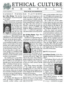 VOLUME 29 NUMBER 5	  Jan 3 Risa Olinsky, “The Anti-New Year’s Resolution: Personal Accountability & Health” Chances are you have started each New Year with the best of intentions