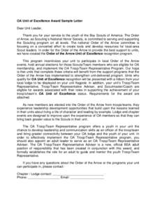 Microsoft Word - OA Unit of Excellence Award Sample Letter