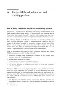 Chapter only - Part A Early childhood, education and training preface - Report on Government Services 2009: Indigenous Compendium