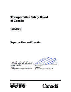 Transportation Safety Board of Canada[removed]Report on Plans and Priorities