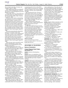 Federal Register / Vol. 68, No[removed]Friday, August 8, [removed]Notices Mount Diablo Meridian, Nevada, was accepted April 11, 2003. This supplemental plat was prepared to meet certain administrative needs of the Bureau of