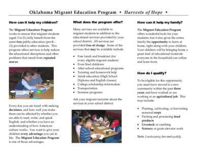 Oklahoma City / Title IX / Office of Migrant Education / Education in Oklahoma / Ohio Migrant Education Center / Geography of Oklahoma / Oklahoma / Oklahoma State Department of Education