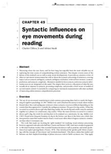 Eye / Syntax / Cognitive science / Sentence processing / Eye movements in reading / Eye tracking / Syntactic ambiguity / Garden path sentence / Parsing / Linguistics / Grammar / Psycholinguistics