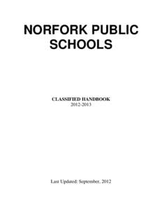 NORFORK PUBLIC SCHOOLS CLASSIFIED HANDBOOK