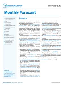 February[removed]Monthly Forecast 2	  Status Update since our