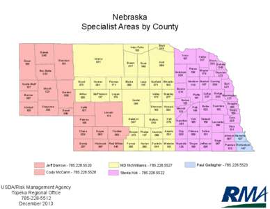 Nebraska Specialist Areas by County Dawes 045 Sioux 165