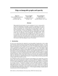 Edge-exchangeable graphs and sparsity  Diana Cai Dept. of Statistics, U. Chicago Chicago, IL 60637 