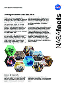 Analog Missions and Field Testing Fact Sheet