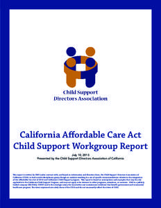 California Affordable Care Act Child Support Workgroup Report July 10, 2013 Presented by the Child Support Directors Association of California  This report is written by HMS under contract with, and based on information 