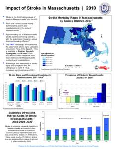 Impact of Stroke in Massachusetts | 2010  Stroke Mortality Rates in Massachusetts 1 by Senate District, 2007