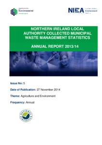NORTHERN IRELAND LOCAL AUTHORITY COLLECTED MUNICIPAL WASTE MANAGEMENT STATISTICS ANNUAL REPORT[removed]Issue No: 5