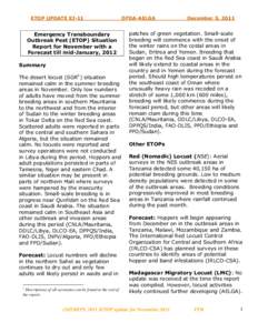 ETOP Situation Report for November with a Forecast till mid-January, 2011