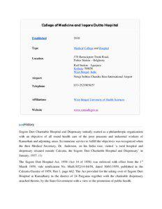 Kamarhati / West Bengal University of Health Sciences / Belgharia / North 24 Parganas district / Calcutta School of Tropical Medicine / Barrackpore / Medical College and Hospital /  Kolkata / Nil Ratan Sarkar Medical College and Hospital / Kolkata Metro / West Bengal / States and territories of India / Bengal