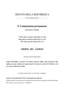 Lavori Aula e Commissione - Odg 6a Commissione