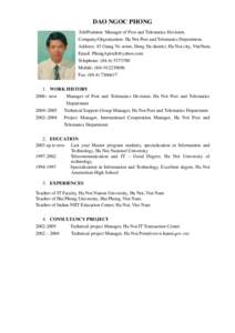 Sample of CV for speakers of 2006 DOF